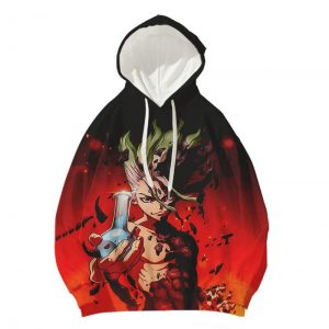 Senku Ishigami Double Brushed Classic Red Dr.Stone Hoodie XS / Red/Black Official Dr. Stone Merch