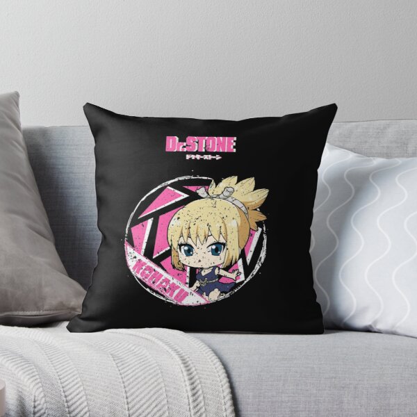 DR. STONE: KOHAKU STONE (GRUNGE STYLE) Throw Pillow RB2805 product Offical Doctor Stone Merch