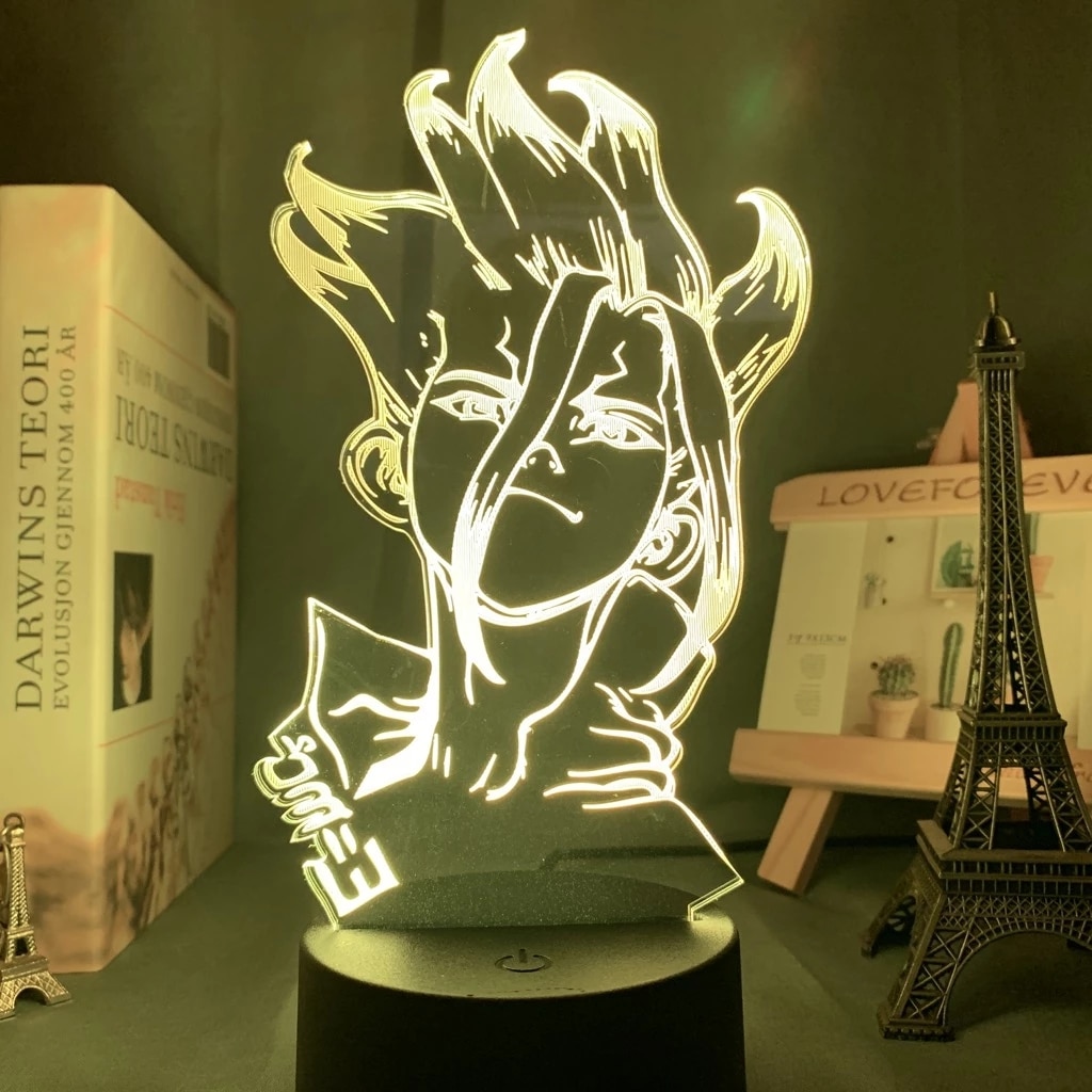 Anime Dr Stone Figure Table 3d Lamp for Kids Child Bedroom Decor Nightlight Manga Gift for - Dr. Stone Merch