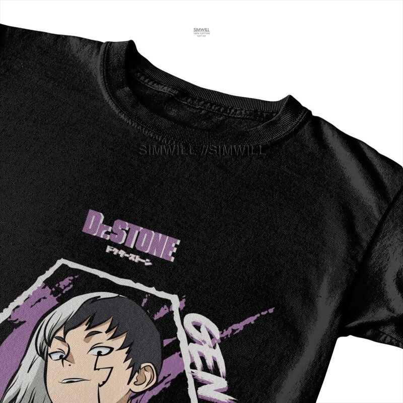 Dr Stone Gen Asagiri T Shirts Men Short Sleeve 100 Cotton T shirts Anime Manga Tee 3 - Dr. Stone Merch